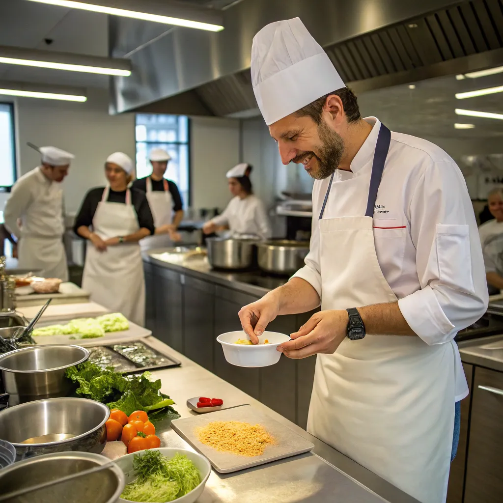 Chef teaching cooking