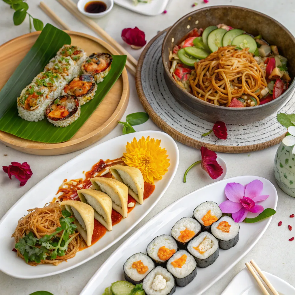 Various cuisines on a table